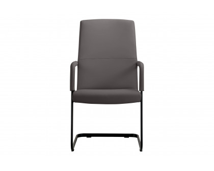 LeisureMod Evander Mid-Century Modern Faux Leather Office Chair With Aluminum Frame - Gray