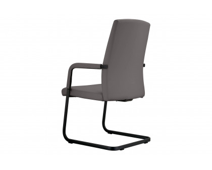 LeisureMod Evander Mid-Century Modern Faux Leather Office Chair With Aluminum Frame - Gray