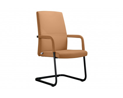 LeisureMod Evander Mid-Century Modern Faux Leather Office Chair With Aluminum Frame