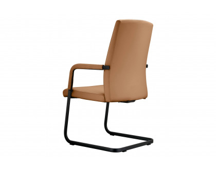 LeisureMod Evander Mid-Century Modern Faux Leather Office Chair With Aluminum Frame - Acorn Brown