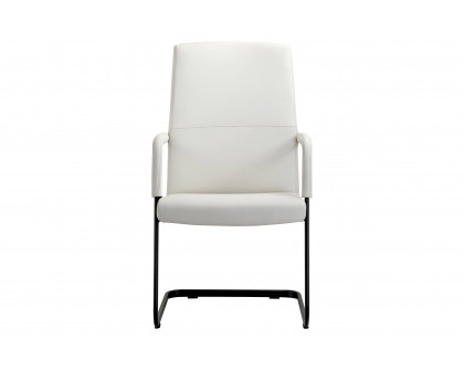 LeisureMod Evander Mid-Century Modern Faux Leather Office Chair With Aluminum Frame - White