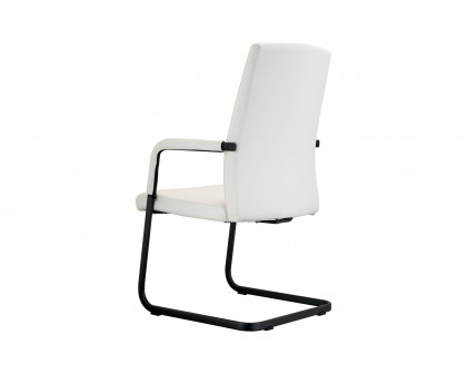 LeisureMod Evander Mid-Century Modern Faux Leather Office Chair With Aluminum Frame - White