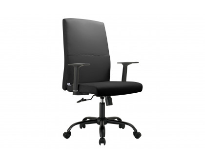 LeisureMod Evander Modern Faux Leather Office Chair in Aluminum with Adjustable Height and Swivel