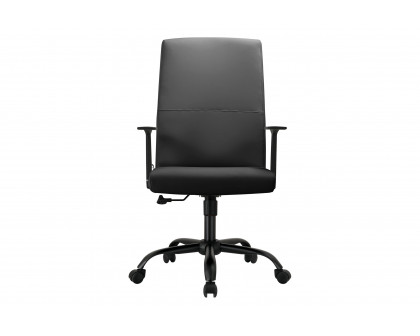 LeisureMod Evander Modern Faux Leather Office Chair in Aluminum with Adjustable Height and Swivel - Black