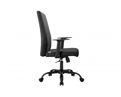 LeisureMod Evander Modern Faux Leather Office Chair in Aluminum with Adjustable Height and Swivel - Black