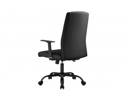 LeisureMod Evander Modern Faux Leather Office Chair in Aluminum with Adjustable Height and Swivel - Black