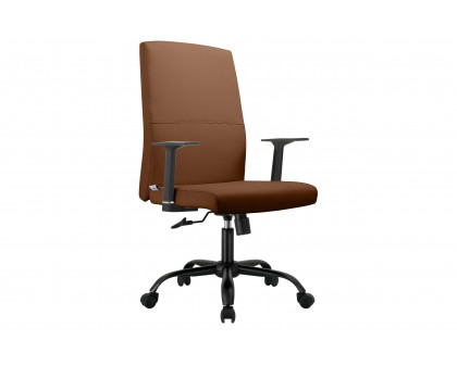 LeisureMod Evander Modern Faux Leather Office Chair in Aluminum with Adjustable Height and Swivel