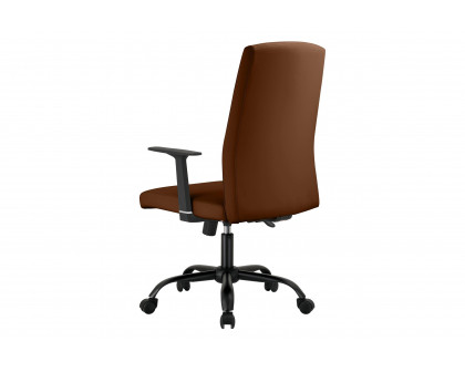 LeisureMod Evander Modern Faux Leather Office Chair in Aluminum with Adjustable Height and Swivel - Dark Brown