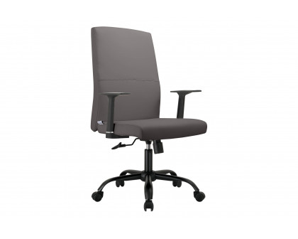 LeisureMod Evander Modern Faux Leather Office Chair in Aluminum with Adjustable Height and Swivel