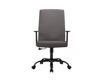 LeisureMod Evander Modern Faux Leather Office Chair in Aluminum with Adjustable Height and Swivel - Gray