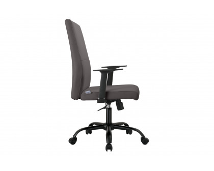 LeisureMod Evander Modern Faux Leather Office Chair in Aluminum with Adjustable Height and Swivel - Gray