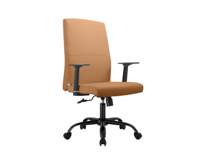 LeisureMod Evander Modern Faux Leather Office Chair in Aluminum with Adjustable Height and Swivel