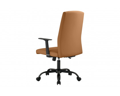 LeisureMod Evander Modern Faux Leather Office Chair in Aluminum with Adjustable Height and Swivel - Acorn Brown