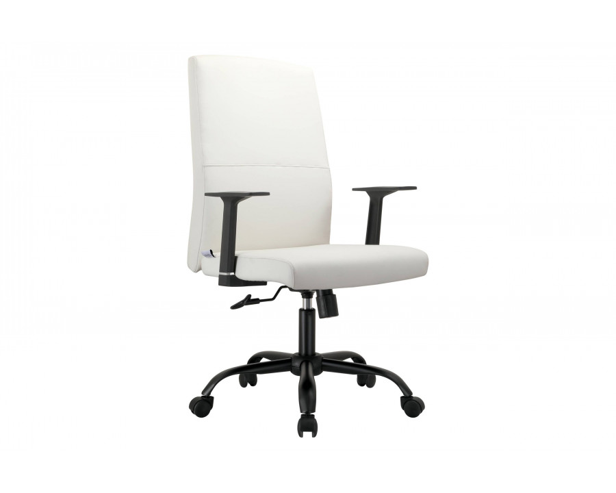 LeisureMod Evander Modern Faux Leather Office Chair in Aluminum with Adjustable Height and Swivel