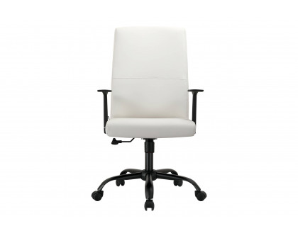 LeisureMod Evander Modern Faux Leather Office Chair in Aluminum with Adjustable Height and Swivel