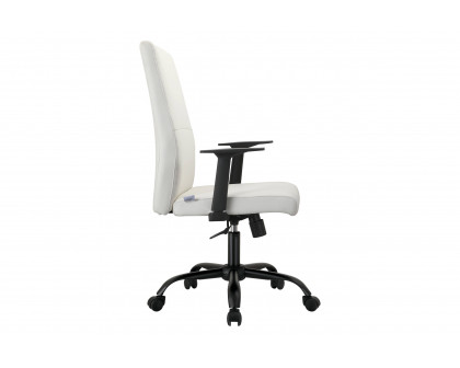 LeisureMod Evander Modern Faux Leather Office Chair in Aluminum with Adjustable Height and Swivel - White