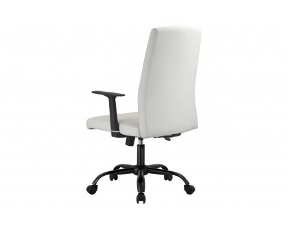 LeisureMod Evander Modern Faux Leather Office Chair in Aluminum with Adjustable Height and Swivel - White