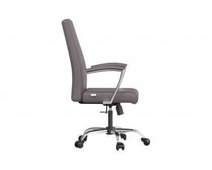 LeisureMod Evander Mid-Century Modern Swivel Office Chair in Faux Leather with Adjustable Height - Gray