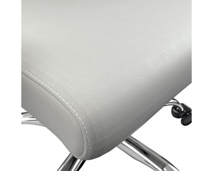 LeisureMod Evander Mid-Century Modern Swivel Office Chair in Faux Leather with Adjustable Height - White