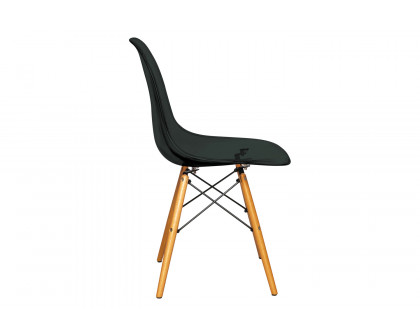 LeisureMod Dover Molded Side Chair - Transparent/Black