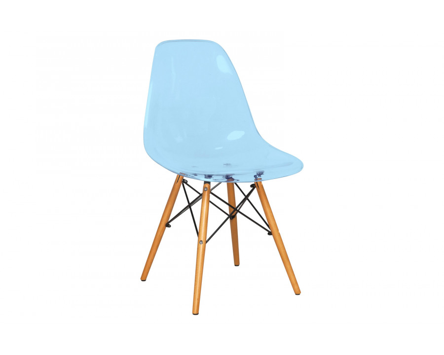 LeisureMod Dover Molded Side Chair - Transparent Blue