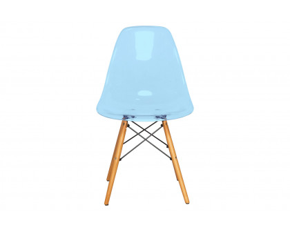 LeisureMod Dover Molded Side Chair - Transparent Blue