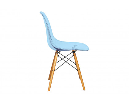 LeisureMod Dover Molded Side Chair - Transparent Blue