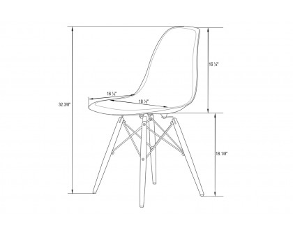 LeisureMod Dover Molded Side Chair - Transparent Blue