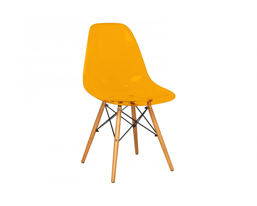 LeisureMod Dover Molded Side Chair - Transparent Orange