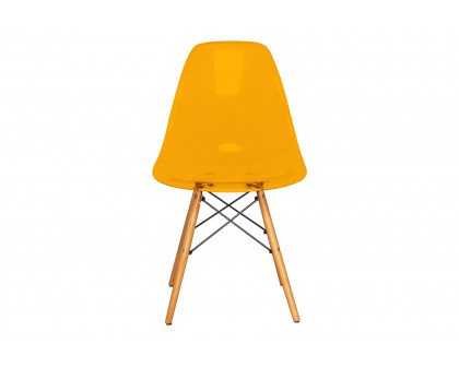 LeisureMod Dover Molded Side Chair - Transparent Orange