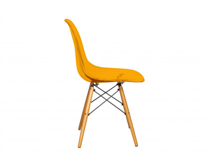 LeisureMod Dover Molded Side Chair - Transparent Orange