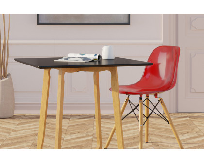 LeisureMod Dover Molded Side Chair - Transparent/Red