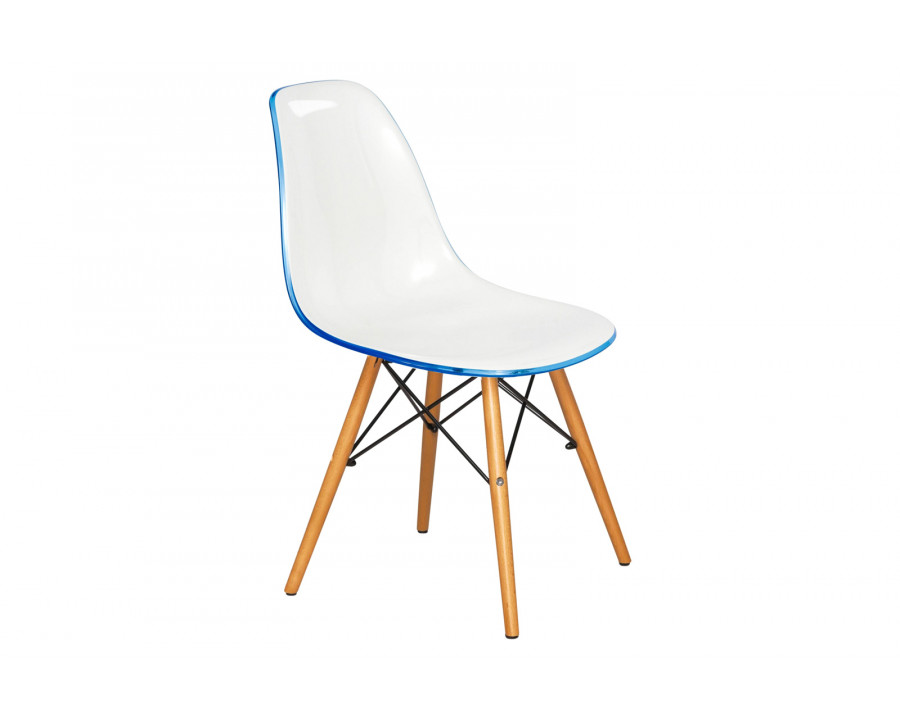 LeisureMod Dover Molded Side Chair - White Blue