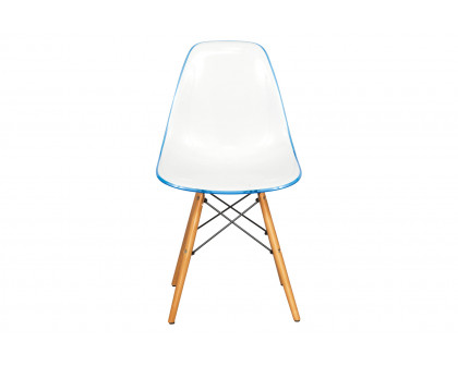 LeisureMod Dover Molded Side Chair - White Blue