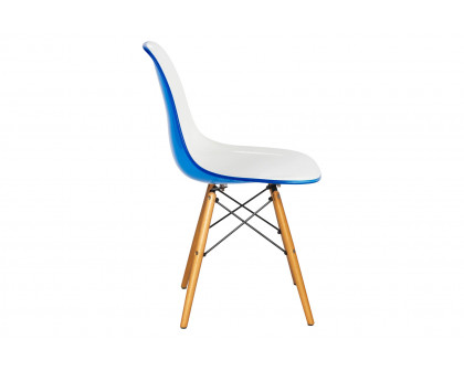 LeisureMod Dover Molded Side Chair - White Blue