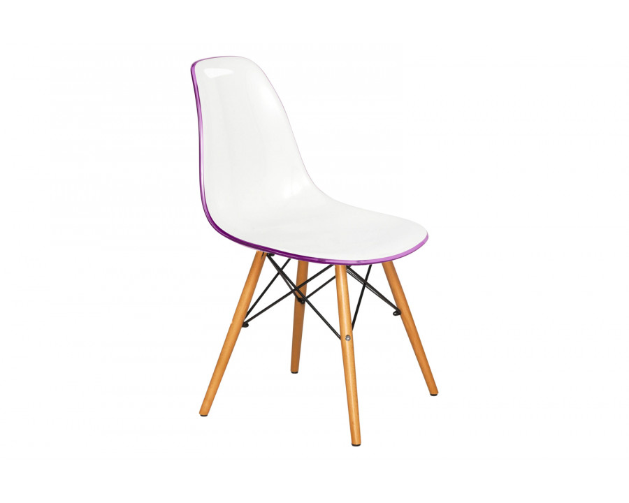 LeisureMod Dover Molded Side Chair - White Purple