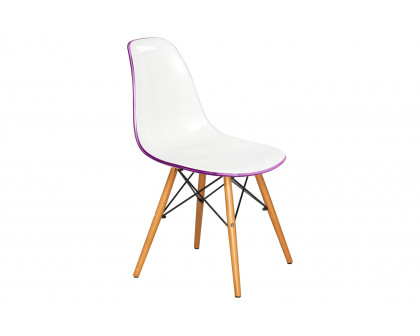 LeisureMod Dover Molded Side Chair (Set Of 2) - White Purple