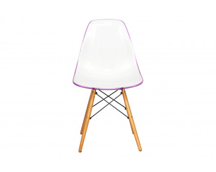 LeisureMod Dover Molded Side Chair (Set Of 2) - White Purple