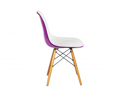 LeisureMod Dover Molded Side Chair (Set Of 2) - White Purple