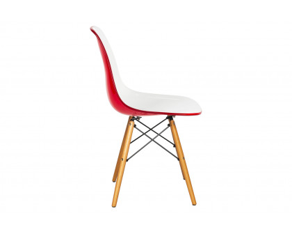 LeisureMod Dover Molded Side Chair (Set Of 2) - White Red