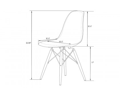 LeisureMod Dover Molded Side Chair with Acrylic Plastic Base - Clear