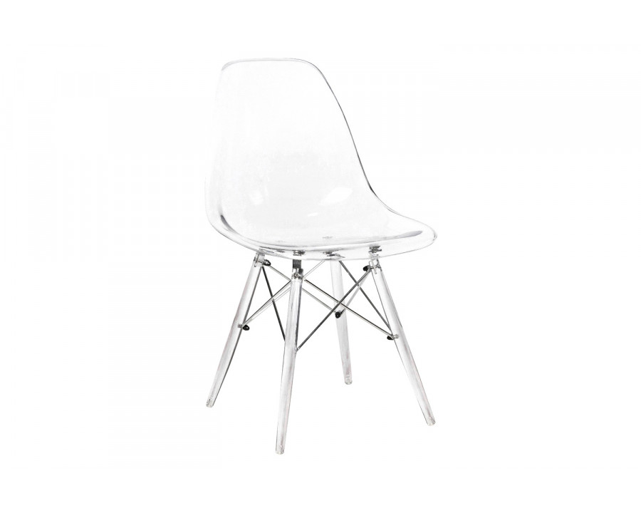 LeisureMod Dover Molded Side Chair with Acrylic Plastic Base - Clear