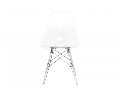 LeisureMod Dover Molded Side Chair with Acrylic Plastic Base - Clear