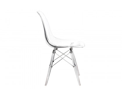 LeisureMod Dover Molded Side Chair with Acrylic Plastic Base - Clear