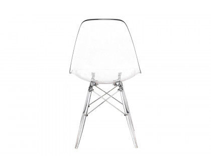 LeisureMod Dover Molded Side Chair with Acrylic Plastic Base - Clear