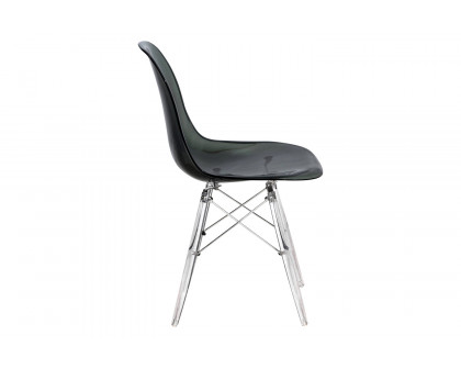 LeisureMod Dover Molded Side Chair with Acrylic Plastic Base - Transparent/Black