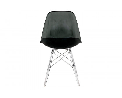 LeisureMod Dover Molded Side Chair with Acrylic Plastic Base - Transparent/Black