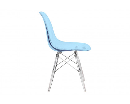 LeisureMod Dover Molded Side Chair With Acrylic Base - Transparent Blue