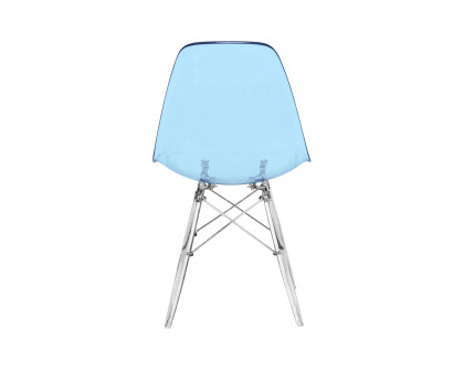 LeisureMod Dover Molded Side Chair With Acrylic Base - Transparent Blue