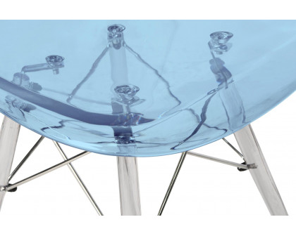 LeisureMod Dover Molded Side Chair With Acrylic Base - Transparent Blue